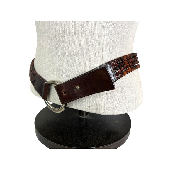 Ellen Tracy Brown Woven Strand Leather Belt  Size L  Boho  Western Vibes - Picture 2 of 13